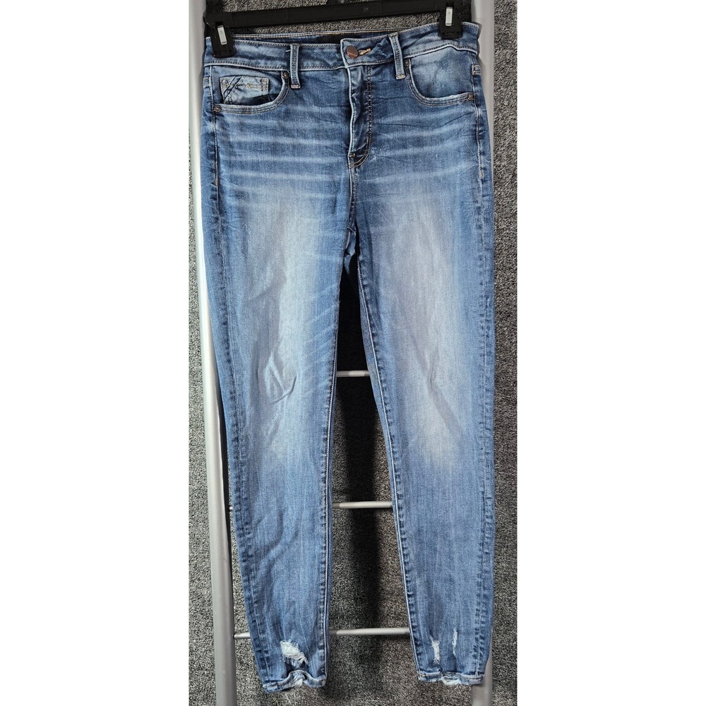 Buckle Black Skinny Jeans Womens 27x27 Medium Wash Distressed Frayed Hem Denim